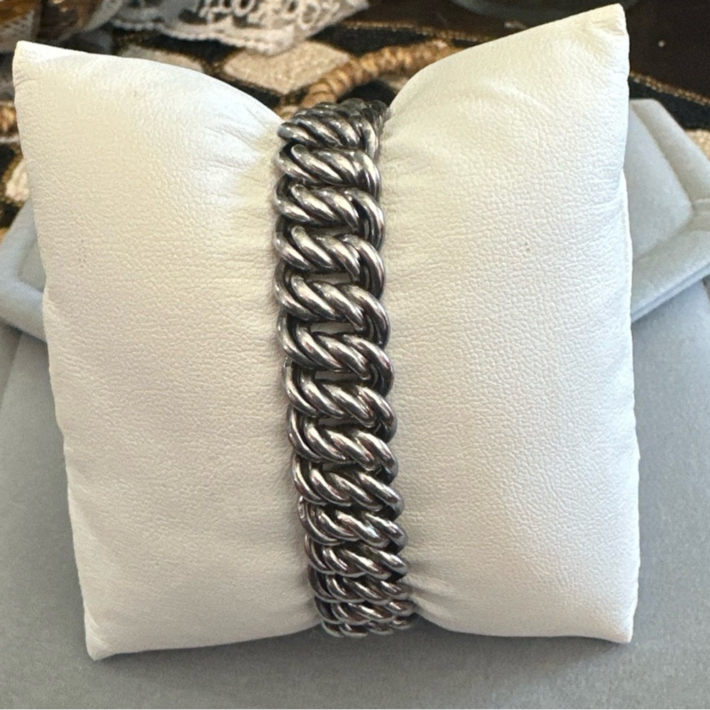 935 Argentium Silver Vintage Cable Link Bracelet 61.66 Grams